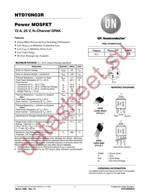 NTD70N03RG datasheet  